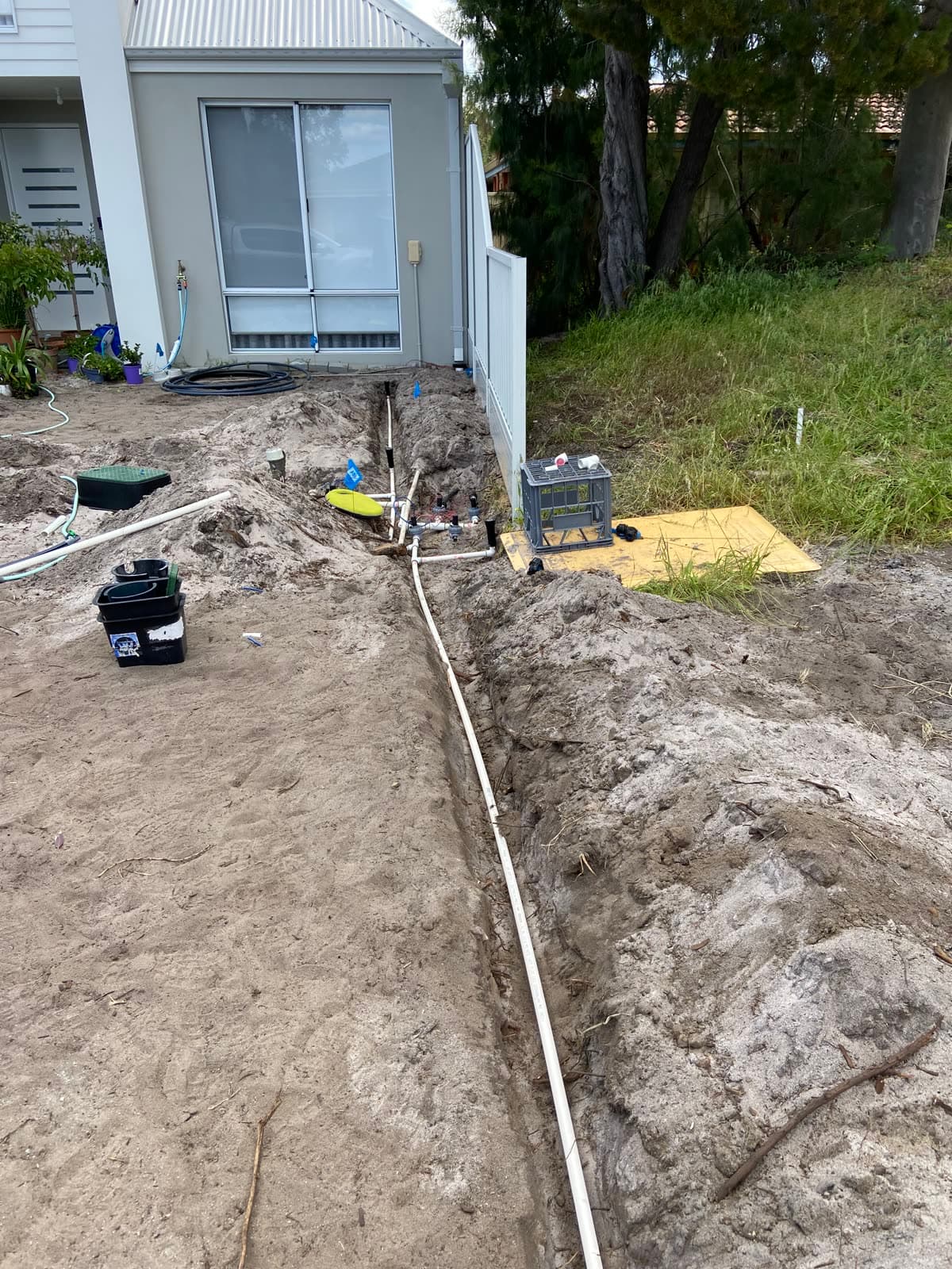 Garden and lawn renovation in progress.